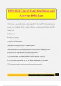EMS 1021 Course Exam Questions and Answers 100&percnt; Pass