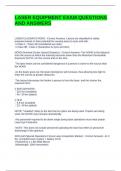 LASER EQUIPMENT EXAM QUESTIONS AND ANSWERS
