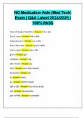 NC Medication Aide &lpar;Med Tech&rpar; Exam &vert; Q&A Latest 2024&sol;2025 &vert; 100&percnt; PASS