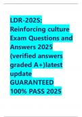 LDR-202S&colon; Reinforcing culture Exam Questions and Answers 2025 &lpar;verified answers graded A&plus;&rpar;latest update GUARANTEED  100&percnt; PASS 2025