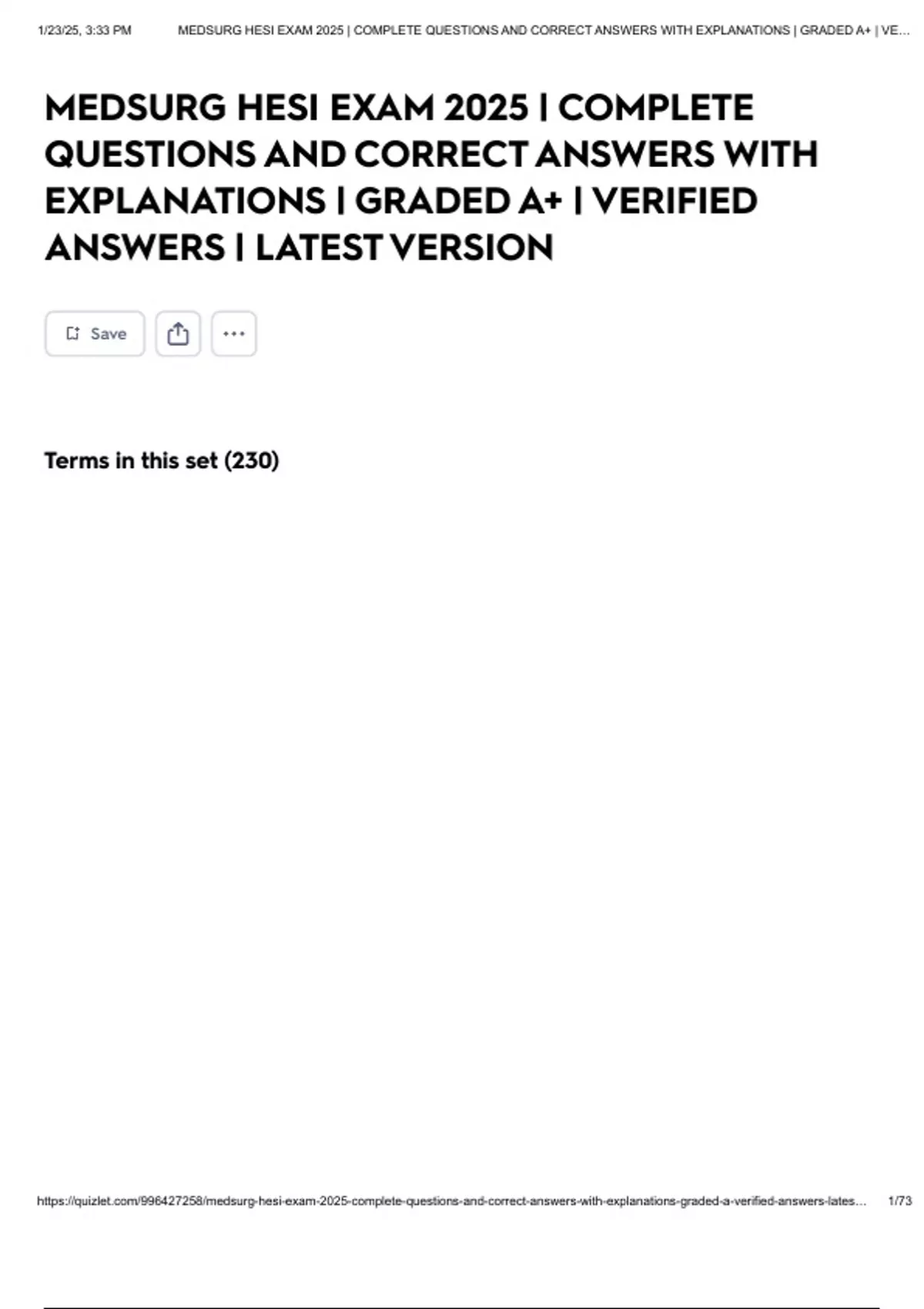 MEDSURG HESI EXAM 2025 | COMPLETE QUESTIONS AND CORRECT ANSWERS WITH ...