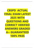 CBSPD  ACTUAL FINAL EXAM LATEST 2025 WITH QUESTIONS AND CORRECT VERIFIED ANSWERS GRADED A&plus; GUARANTEED 100&percnt; PASS