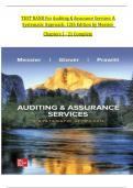 TEST BANK For Auditing &Assurance Services&colon;A Systematic Approach&comma; 12th Edition by Messier Chapters 1-21 Complete