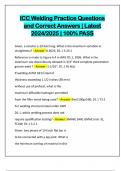ICC Welding Practice Questions and Correct Answers &vert; Latest 2024&sol;2025 &vert; 100&percnt; PASS