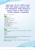 Final Exam&colon; NR 572&sol; NR572 &lpar;Latest 2025&sol; 2026 Update&rpar; Advanced Acute Care Management Guide&vert; Questions & Answers&vert; Grade A&vert; 100&percnt; Correct &lpar;Verified Solutions&rpar;- Chamberlain