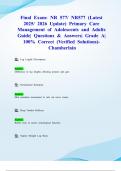 Final Exam&colon; NR 577&sol; NR577 &lpar;Latest 2025&sol; 2026 Update&rpar; Primary Care Management of Adolescents and Adults Guide&vert; Questions & Answers&vert; Grade A&vert; 100&percnt; Correct &lpar;Verified Solutions&rpar;- Chamberlain