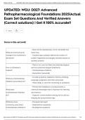 UPDATED&colon; WGU&colon; D027&colon; Advanced Pathopharmacological Foundations 2025&vert;Actual Exam Set Questions And Verified Answers &lpar;Correct solutions&rpar; &vert; Get It 100&percnt; Accurate&excl;&excl;
