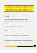 Nutrition and Physical Activity Exam Questions and Answers 100&percnt; Pass