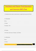 Nutrition and Fitness Test Questions and Answers 100&percnt; Pass