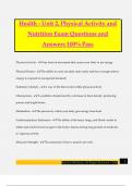 Health - Unit 2&comma; Physical Activity and Nutrition Exam Questions and Answers 100&percnt; Pass