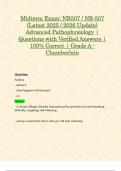 Midterm Exam&colon; NR507 &sol; NR-507 &lpar;Latest 2025 &sol; 2026 Update&rpar; Advanced Pathophysiology &vert; Questions with Verified Answers &vert; 100&percnt; Correct &vert; Grade A - Chamberlain