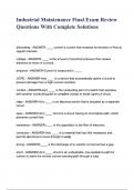 Industrial Maintenance Final Exam Review Questions With Complete solution