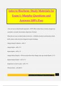 Intro to Biochem- Study Materials for Exam 1- Murphy Questions and Answers 100&percnt; Pass