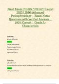 Final Exam&colon; NR507 &sol; NR-507 &lpar;Latest 2025 &sol; 2026&rpar; Advanced Pathophysiology &vert; Exam Notes Questions with Verified Answers &vert; 100&percnt; Correct &vert; Grade A - Chamberlain
