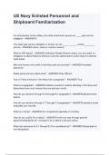 US Navy Enlisted Personnel and Shipboard Familiarization questions and answers