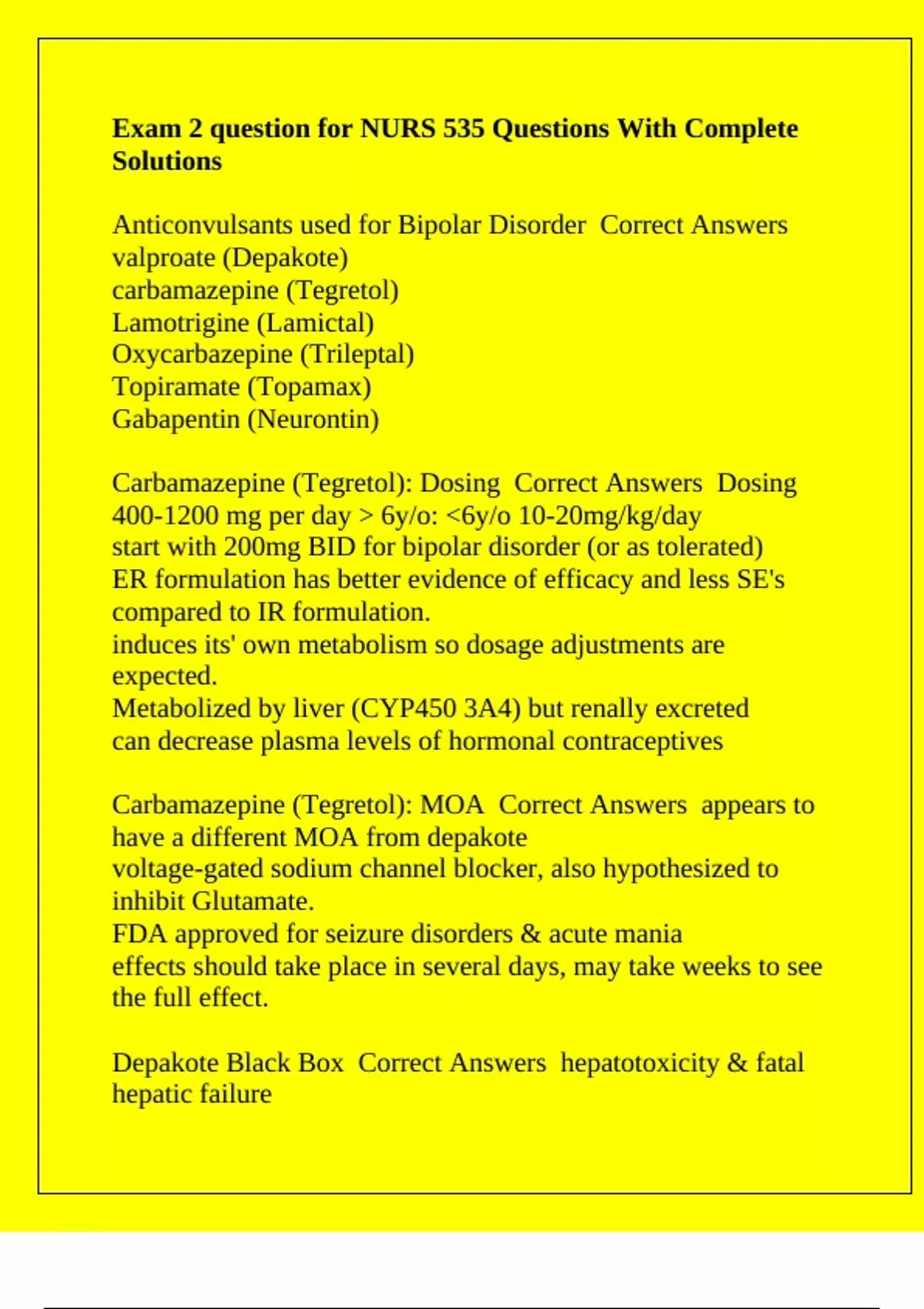 Exam 2 question for NURS 535 Questions With Complete Solutions - NURS ...