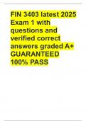 FIN 3403 latest 2025 Exam 1 with questions and  verified correct answers graded A&plus; GUARANTEED 100&percnt; PASS