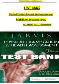 Physical Examination and Health Assessment TEST BANK Physical Examination and Health Assessment 9th Edition by Carolyn Jarvis&comma; All Chapters 1 - 32 &sol; Full Complete