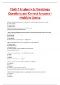 TEAS 7 Anatomy & Physiology Questions and Correct Answers - Multiple Choice