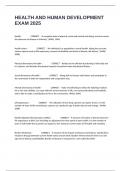 HEALTH AND HUMAN DEVELOPMENT EXAM 2025 