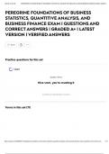PEREGRINE FOUNDATIONS OF BUSINESS STATISTICS&comma; QUANTITIVE ANALYSIS&comma; AND BUSINESS FINANCE EXAM &vert; QUESTIONS AND CORRECT ANSWERS &vert; GRADED A&plus; &vert; LATEST VERSION &vert; VERIFIED ANSWERS