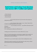 Earth Science and Geology Exam Questions And Answers 100&percnt; Verified And Updated&period;