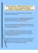 OSHA BASIC ORIENTATION PLUS EXAM 2025 &vert;GUARANTEED ACCURATE ANSWERS &vert;COMPLETE