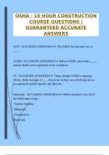 OSHA - 10 HOUR CONSTRUCTION COURSE QUESTIONS &vert;GUARANTEED ACCURATE ANSWERS