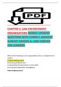 CHAPTER 2&colon; LAW ENFORCEMENT  ORGANISATIONS NEWEST UPDATED  QUESTIONS WITH CORRECT ANSWERS  ALREADY GRADED A&plus; AND VERIFIED  FOR LEARNERS 