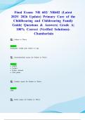 Final Exam&colon; NR 602&sol; NR602 &lpar;Latest 2025&sol; 2026 Update&rpar; Primary Care of the Childbearing and Childrearing Family Guide&vert; Questions & Answers&vert; Grade A&vert; 100&percnt; Correct &lpar;Verified Solutions&rpar;- Chamberlain