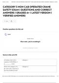 CATEGORY 3 NON CAB OPERATED CRANE SAFETY EXAM &vert; QUESTIONS AND CORRECT ANSWERS &vert; GRADED A&plus; &vert; LATEST VERSION &vert; VERIFIED ANSWERS