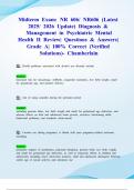 Midterm Exam&colon; NR 606&sol; NR606 &lpar;Latest 2025&sol; 2026 Update&rpar; Diagnosis & Management in Psychiatric Mental Health II Review&vert; Questions & Answers&vert; Grade A&vert; 100&percnt; Correct &lpar;Verified Solutions&rpar;- Chamberlain