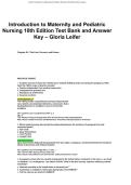 Introduction to Maternity and Pediatric Nursing 10th Edition Test Bank and Answer Key &ndash; Gloria Leifer Maternal Child Nursing Exam Questions & Solutions&period;