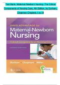 Davis Advantage for Maternal-Newborn Nursing&colon; The Critical Components of Nursing Care&comma; 4th Edition TEST BANK by Roberta Durham&comma; Linda Chapman&comma; Verified Chapters 1 - 19&comma; Complete Newest Version