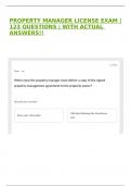 PROPERTY MANAGER LICENSE EXAM &vert; 123 QUESTIONS &vert; WITH ACTUAL ANSWERS&excl;&excl;