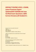  ASPHALT PAVING LEVEL 1 EXAM&comma; Latest Premium Expert Update&lpar;2025-2026&rpar;Brand new Verified Exam Questions 100&percnt; Correct Answers&comma;All Graded A&plus;&period;