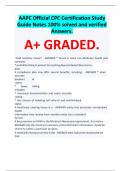 AAPC Official CPC Certification Study Guide Notes 100&percnt; solved and verified Answers&period;  A&plus; GRADED&period;