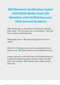 SOS Mechanic Certification &lpar;Latest 2025&sol;2026&rpar; Brakes Exam &vert;80 Questions with Verified Answers&vert; 100&percnt; Correct&vert; Graded A