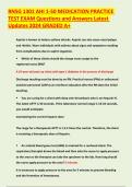 RNSG 1301 AHI 1-50 MEDICATION PRACTICE TEST EXAM Questions and Answers Latest Updates 2024
