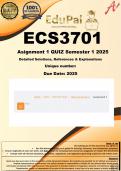 ECS3703 Assignment 1 QUIZ &lpar;COMPLETE ANSWERS&rpar; Semester 1 2025 - DUE 31 March 2025