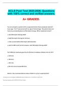 ACLS Post Test 2025-2026&period; Questions with 100&percnt; correct and verified answers&period;  A&plus; GRADED&period;