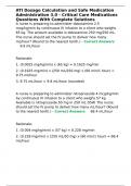 ATI Dosage Calculation and Safe Medication Administration 3&period;0 - Critical Care Medications