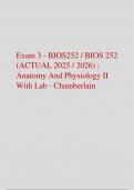Exam 3 - BIOS252 &sol; BIOS 252  &lpar;ACTUAL 2025 &sol; 2026&rpar; &colon;  Anatomy And Physiology II  With Lab - Chamberlain