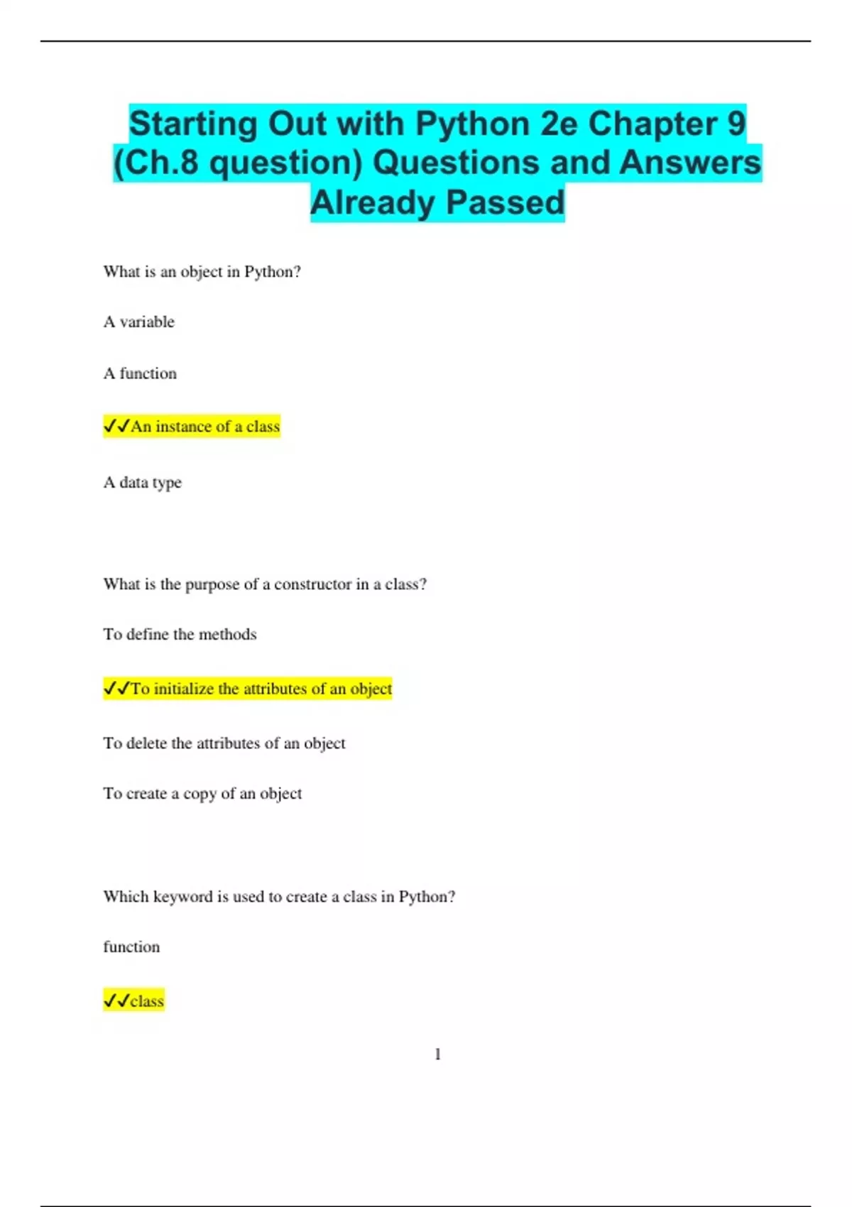 Starting Out with Python 2e Chapter 9 (Ch.8 question) Questions and ...