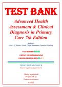 Test Bank - Advanced Health Assessment & Clinical Diagnosis in Primary Care 7th Edition &lpar;Dains&comma; 2024&rpar;&comma; All Chapters 1-45