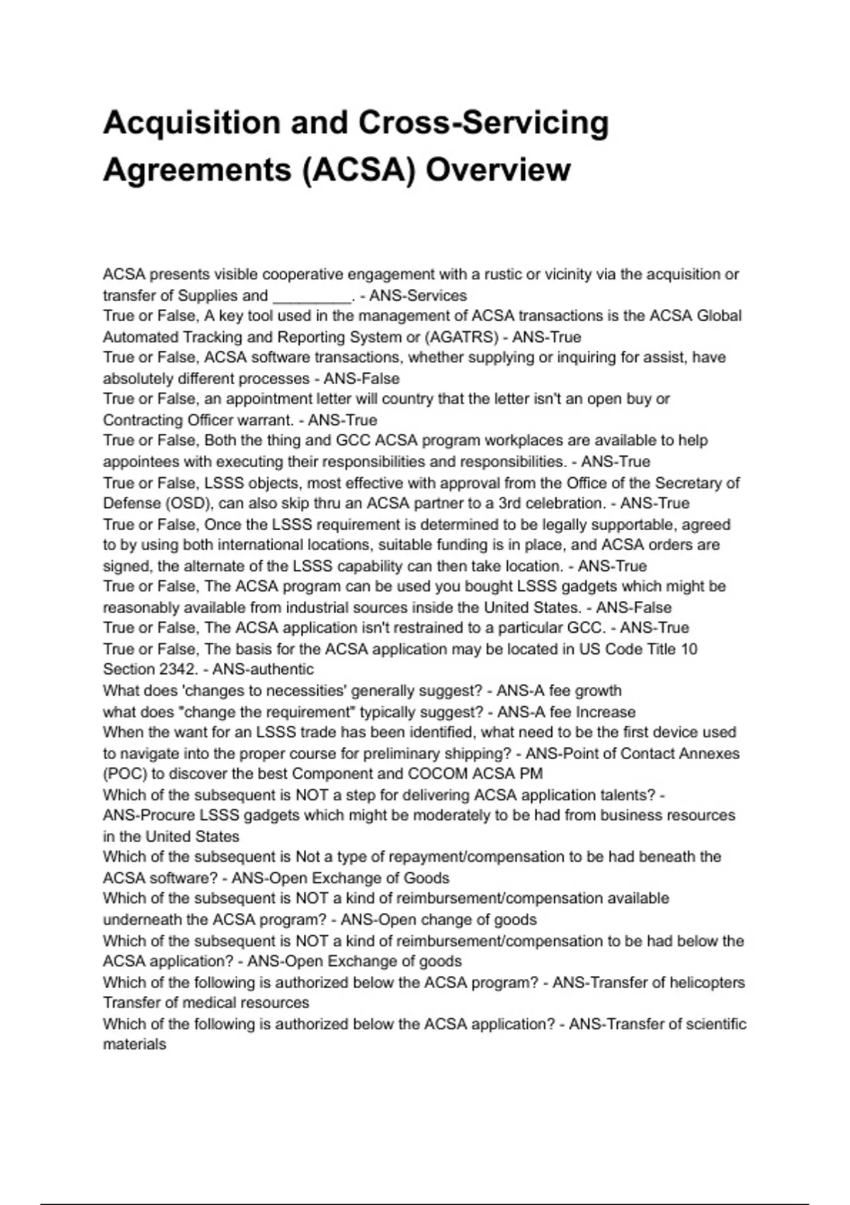 Acsa Interview Sampling Acquisition and Cross-Servicing Agreements (ACSA) Overview NEWEST 2025/ ...