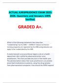 ACTUAL JURISPRUDENCE EXAM 2025-2026&period; Questions and Answers 100&percnt; Verified&period;  GRADED A&plus;&period;
