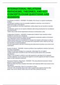 INTERNATIONAL RELATIONS PARADIGMS&comma; THEORIES&comma; AND KEY CONCEPTS EXAM QUESTIONS AND ANSWERS