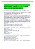 POLITICAL SCIENCE INTERNATIONAL RELATIONS COMPLETE SET EXAM QUESTIONS AND ANSWERS