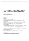 T E A S practice test &lpar;english&comma; reading&comma; math&comma; science&rpar; Questions & Answers